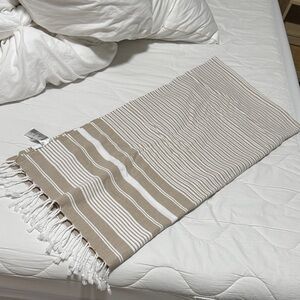 H&M Home beach throw blanket beige striped